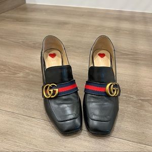 gucci pearl heel loafer